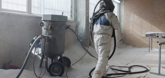 Пескоструйная обработка, покраска спорт зала